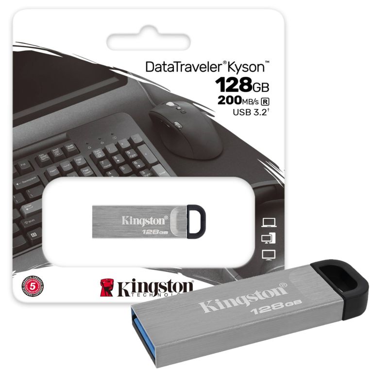 Memoria Usb Data Traveler Kyson 128gb Metalizada Plateado