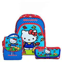 SCOOL - SET MOCHILA HELLO KITTY OFICIO ESPALDA + LONCHERA+ CARTUCHERA DELUXE 3 PIEZAS