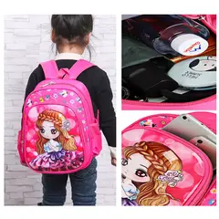 GENERICO - Mochila princesa Alto Relieve Rosado Niñas