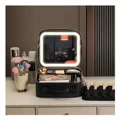 GENERICO - ESTUCHE PARA MAQUILLAJE CON ESPEJO LED RECARGABLE