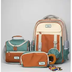 TIGO - MOCHILA ESCOLAR + LOCHERA+ CARTUCHERA- 3 PIEZAS