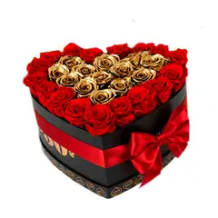 AIROSA - Corazón Eterno - Box Abundancia 30-34 Rosas Preservadas + Tarjeta Premium