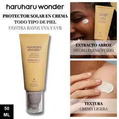 HARUHARU WONDER - Protector Solar en Crema Hidratante Todo Tipo Piel - Black Rice Moisture Airyfit Sunscreen 50ml