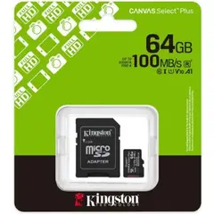 KINGSTON - Memoria Micro SD Canvas Clase 10 64GB 100 MB/S