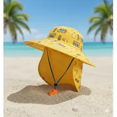 GENERICO - Sombrero con Silbato con Diseño de Carros Amarillo