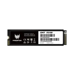 ACER - Ssd M.2 Pcie Predator 512Gb Nvme Gm7, 7200Mb/S, 2280, Alto Rendimiento Y Velocidad Excepci
