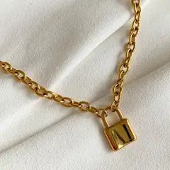 GENERICO - Collar candado dorado chunky - Naif Jewelry Peru