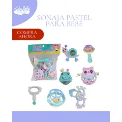 BABY - JUEGO DIDACTICO DE SONAJAS PARA BEBE - MODELO COLOR PASTEL