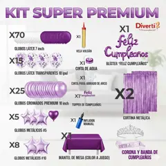 GENERICO - KIT PREMIUM - Decoracion para fiesta Lila con Morado 74PC