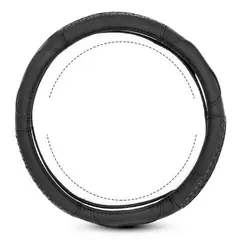 GENERICO - Forro Cubre Volante Deportivo Cuero Negro Trenzado Universal