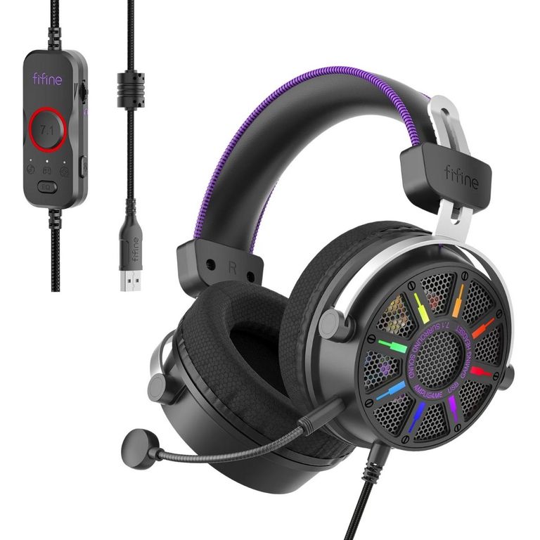 - Audífono Ampligame H19 RGB Sonido Virtual 7.1 - Negro