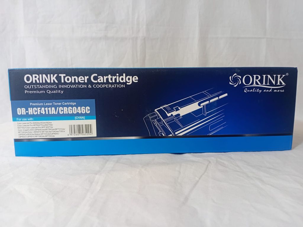 Tóner Compatible Orink HCF411A / CRG 046 CIAN para HP Color LaserJet - Alto Rendimiento