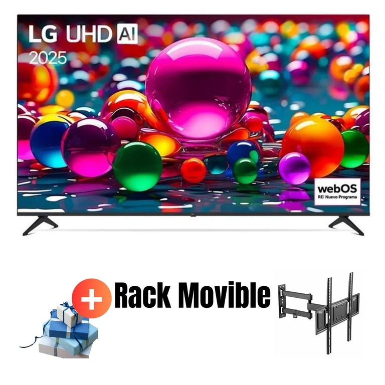 TELEVISOR 75 UHD 4K 75UA8050PSA SMART TV THINQ AI 2025 + Rack Movible