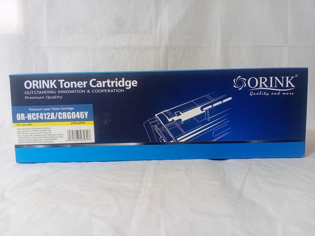 Tóner Compatible Orink HCF412A / CRG 046 Y Amarillo Alto Rendimiento 2,300 Páginas