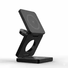 GENERICO - Cargador 3 en 1 inalámbrico magnético 15 W plegable Magsafe Negro