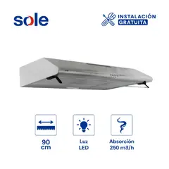 SOLE - CAMPANA EXTRACTORA HERA ACERO INOXIDABLE 90CM TURE22CO