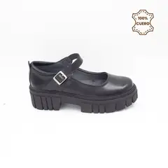 FAR WEST - Zapatos Escolares - Colegio Niña Aurora Cuero Negro