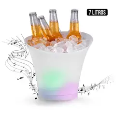 SEISA - Parlante Hielera Bluetooth Recargable Luz RGB Cubeta Cubo 7 Litros