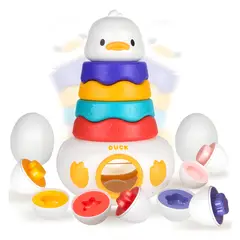 GENERICO - Juego Apilable de Pato con Huevos de Encastre para Bebés