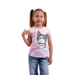 SANRIO - POLO BAS MC KUROMI NIÑA ROSADO ALGODÓN