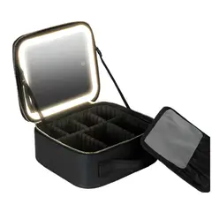 GENERICO - Maletín Organizador De Cosméticos Maquillaje Con Espejo Led Negro