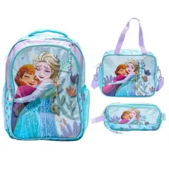 DISNEY CLASICOS - Set Mochila Lonchera Cartuchera Frozen Colección F