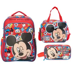 DISNEY CLASICOS - Set Mochila Lonchera Cartuchera Mickey Colección H
