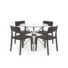 OFIDEAS - Juego De Comedor Vittoria Negro 4 Asientos