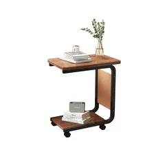 OTTOWARE - Mesa Auxiliar Con Ruedas Multiuso 2 Niveles Para Sala, Sofá y Cama