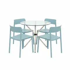 OFIDEAS - Juego De Comedor Vittoria Azul 4 Asientos