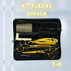 GENERICO - SET DE TIJERA BARBER PRO DORADO