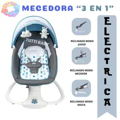 BABI - SILLA MECEDORA ELECTRICA PARA BEBES CON CONTROL REMOTO STAR NEW - CELESTE