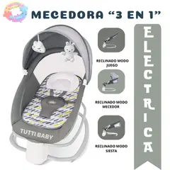 BABI - SILLA MECEDORA ELECTRICA PARA BEBES CON CONTROL REMOTO STAR NEW - GRIS