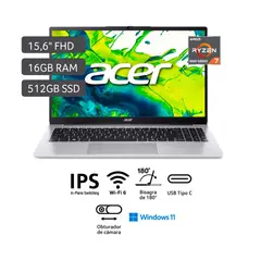 ACER - Laptop RYZEN 7 5825U RAM 16GB SSD 512GB Pantalla 15.6” IPS FULL HD WINDOWS 11