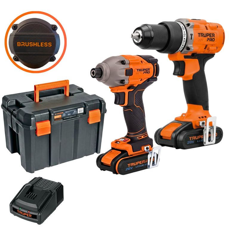 COMBO TALADRO PERCUTOR Y ATORNILLADOR DE IMPACTO 220Nm BRUSHLES 20V