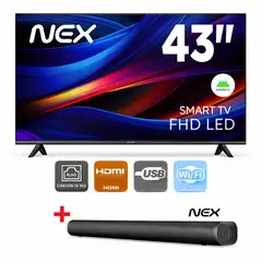 NEX - Televisor LED 43 Full TVLED43S HD Smart TV Android + Soundbar