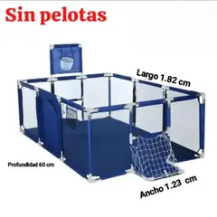 GENERICO - Corral para Bebes 3 en 1 con Canasta y Arco de Fútbol color azul