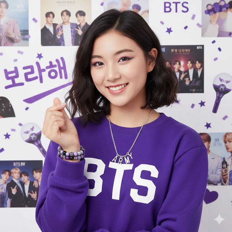 COLLAR DE MUJER CON LETRA DE ARMY DE GRUPO K-POP DE BTS