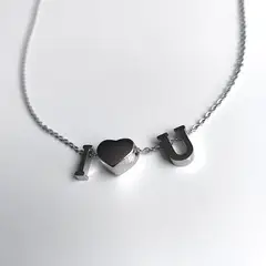 GENERICO - Collar mujer con letras I love u y dije corazón diseño moderno elegante minimalista