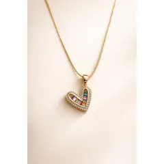 GENERICO - Collar corazón multicolor con circonitas