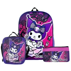 GENERICO - KUROMI Set Mochila Oficio + Lonchera térmica + Cartuchera