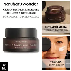 HARUHARU WONDER - Crema Facial Hidratante Piel Seca y Debilitada - Black Rice Hyaluronic Cream Unscented 50ml