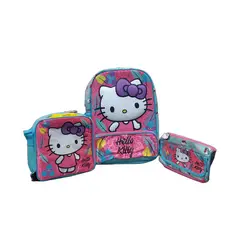 SCOOL - Set mochila 3D lonchera y cartuchera Hello Kitty Oficio x 3