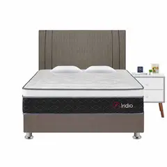 FORLI - Dormitorio Iridio Marrón Queen + 01 Velador Viena