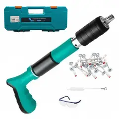 GENERICO - Pistola de Clavos Remachadora con Accesorios Maletín Portable y 10 Clavos de Regalo