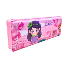 GENERICO - Cartuchera Grande Hello Rosado Imantada con Tajador H3025