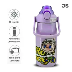 GENERICO - TOMATODO ESCOLAR KAWAII BU-BU PARA NIÑOS COLOR MORADO JS