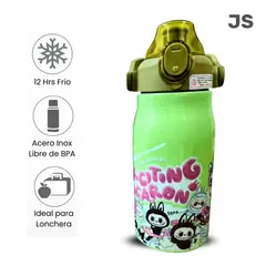 GENERICO - TOMATODO ESCOLAR KAWAII BU-BU PARA NIÑOS VERDE MORADO JS