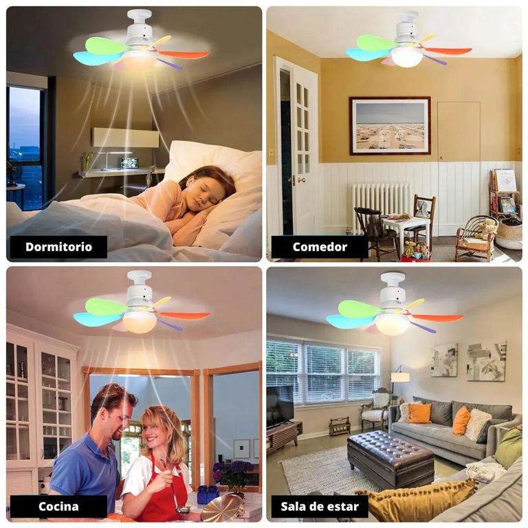 Ventilador Foco de Techo 2 en 1 Ahorrador 40W con Control