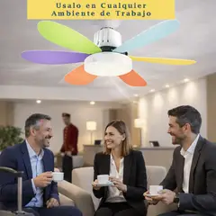 GENERICO - Foco Ventilador de Techo 2 en 1 Ahorrador 40W con Control y aspas a color